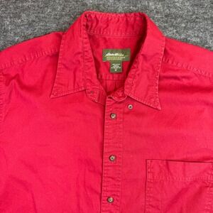 Vintage Eddie Bauer Classic Dress Shirt Mens XL Tall Red Cotton Long Sleeve